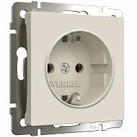 Розетка с заземлением без рамки Werkel 1-м. шторки айвори матовый картинка